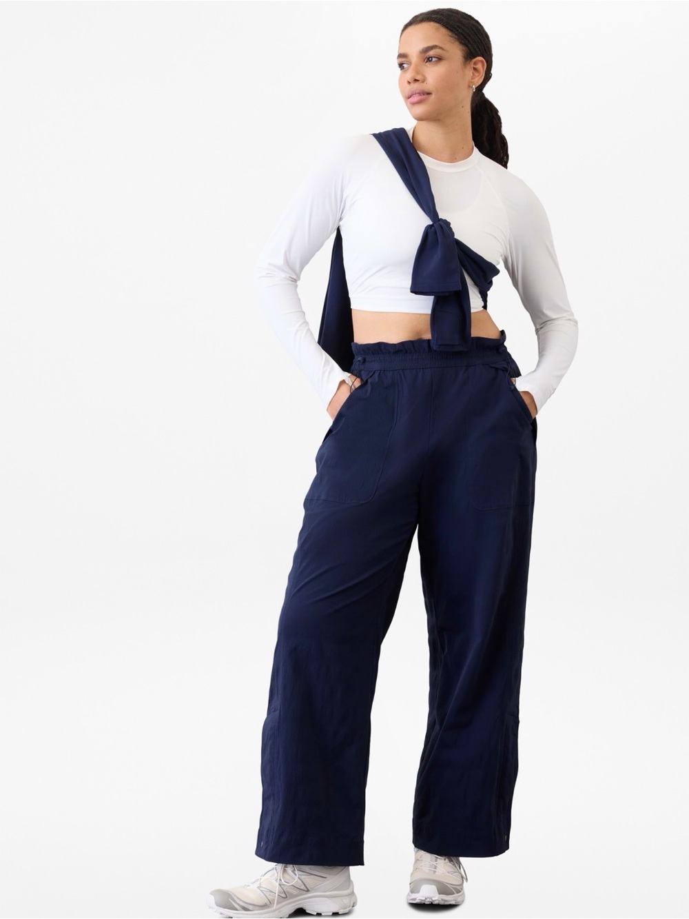 Athleta Trekkie High-Rise Parachute Pant, Navy, 16